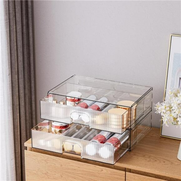 Clear acrylic storage drawers stackable organizers for bathroom vanity shelf - Picture 4 of 7